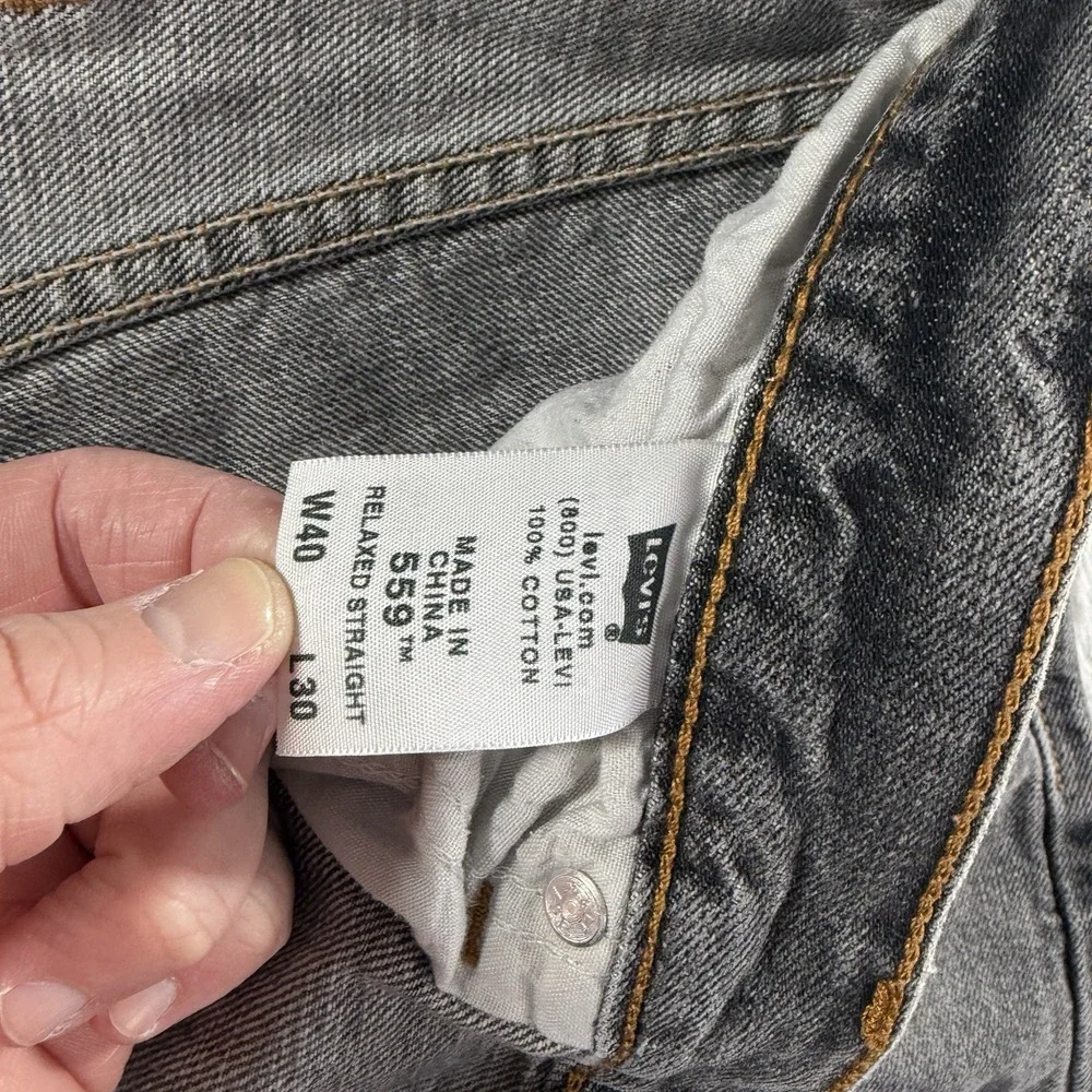 VINTAGE Levi 559 Jeans Mens 40x30 (38x28) Gray Relaxed Straight Y2K‎
